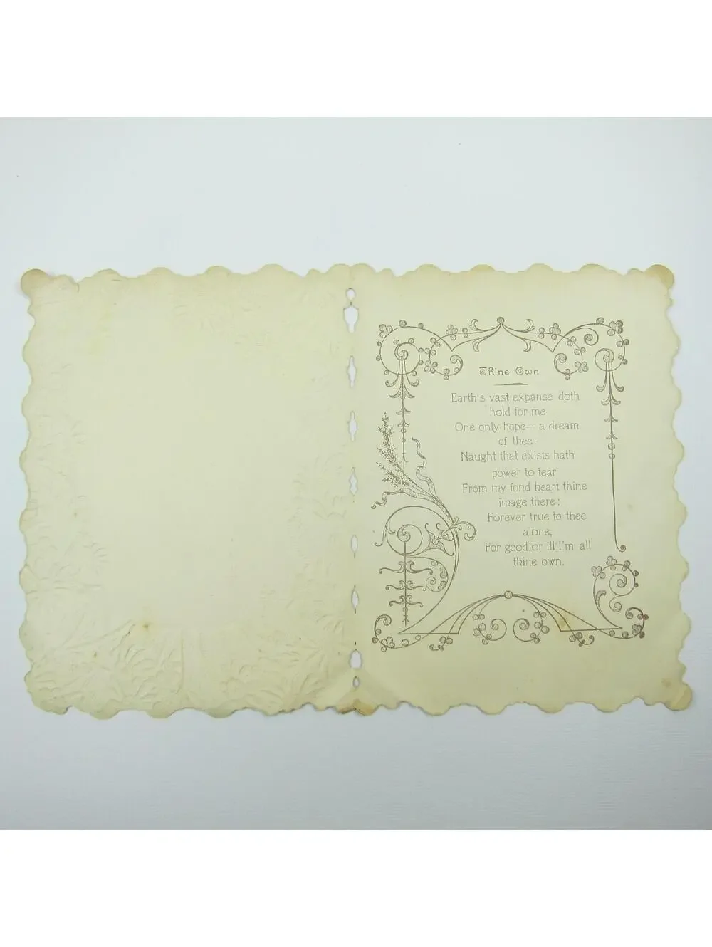 Vintage Valentine Card 1910s Woman Straw Hat Feather Scarf Flower Die cut Bifold